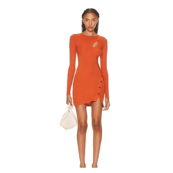 ALIX NYC Pratt Burnt Orange Cutout Long Sleeve Bodycon Mini Dress Size S NWT - Picture 10 of 16